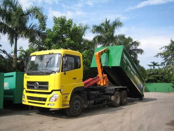 Xe chở rác thùng rời hooklift Dongfeng 14 khối 