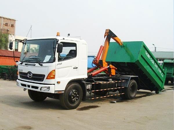 Xe chở rác thùng rời hooklift Hino 9 khối 